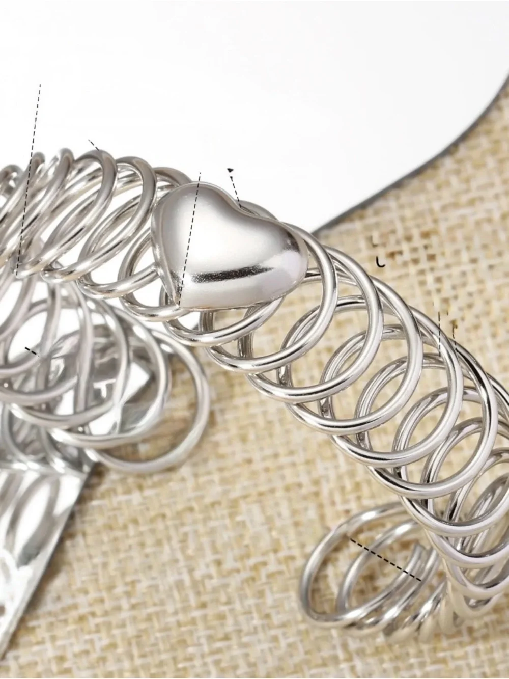 Silver Heart Coil Bracelet - Women Jewelry Stsinless Steel